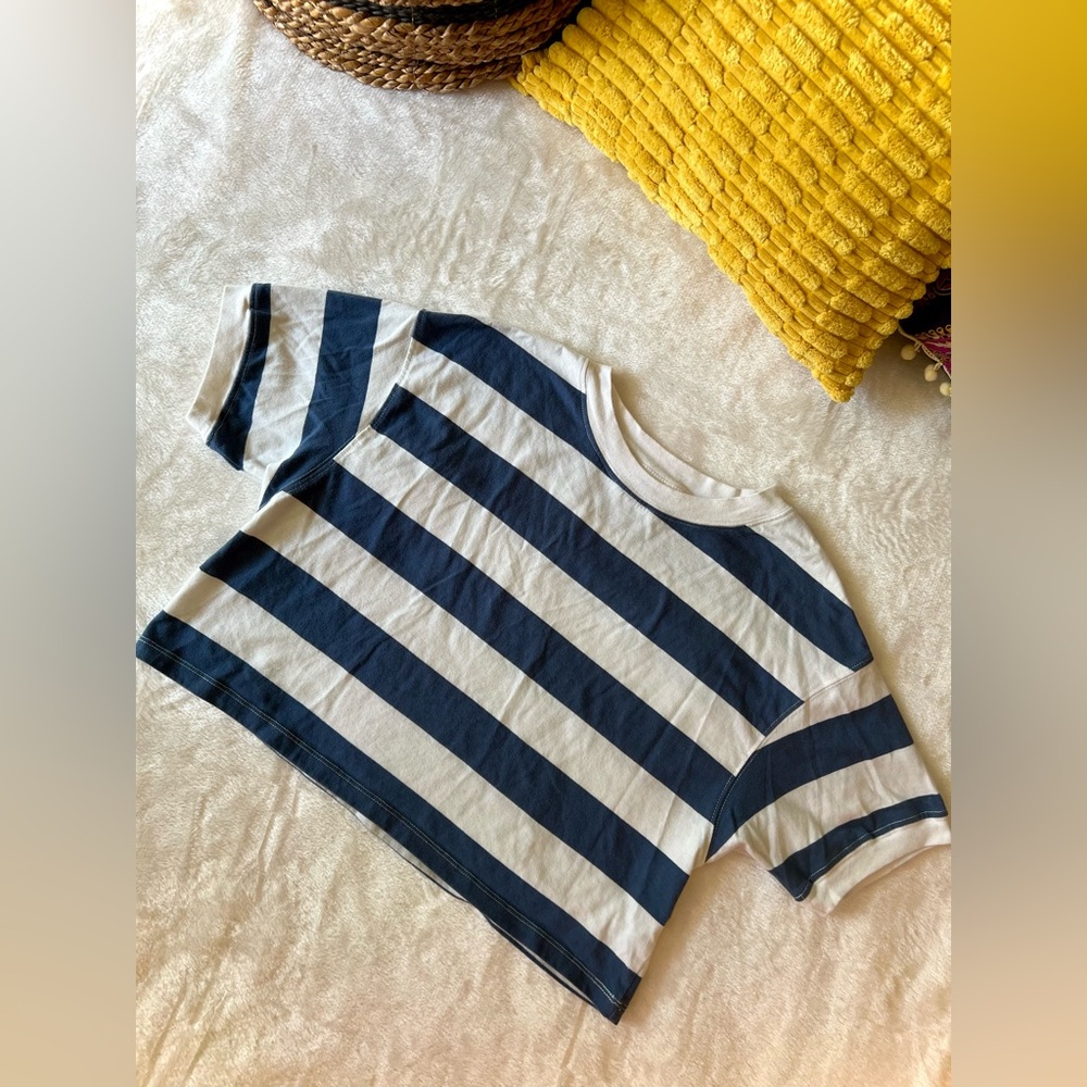 Vintage Style Navy and White Striped Crop Tee